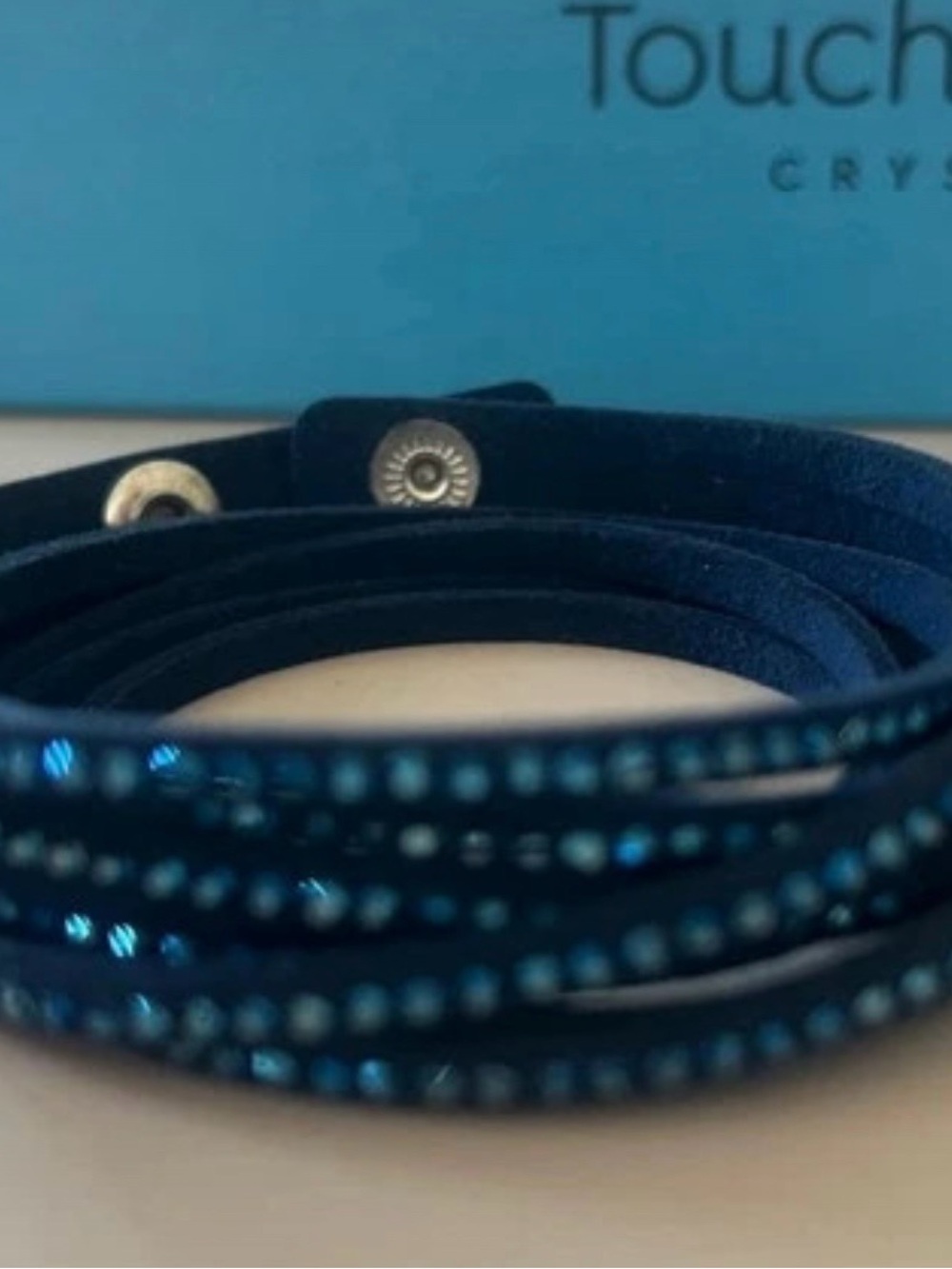 Touchstone Crystal Navy Blue Multi‑Wrap Bracelet with Sparkling Crystals